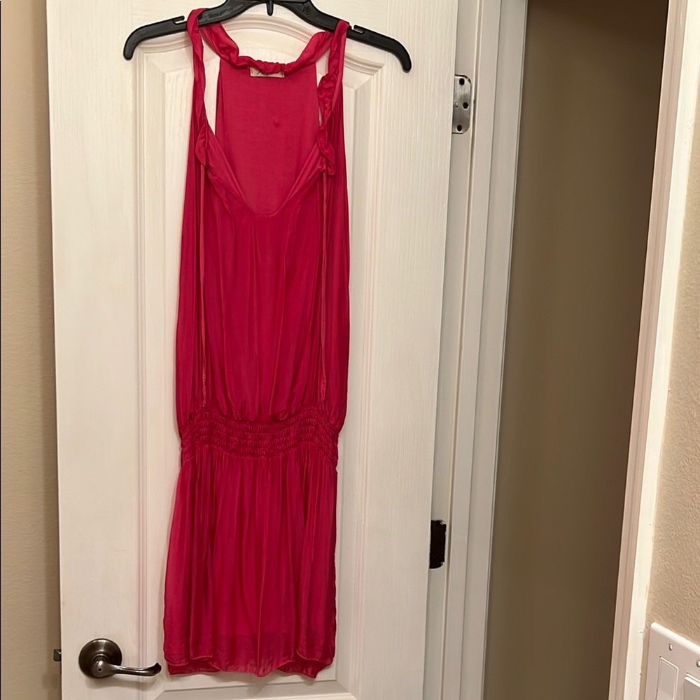 Chic Fuchsia Silk Midi Dress